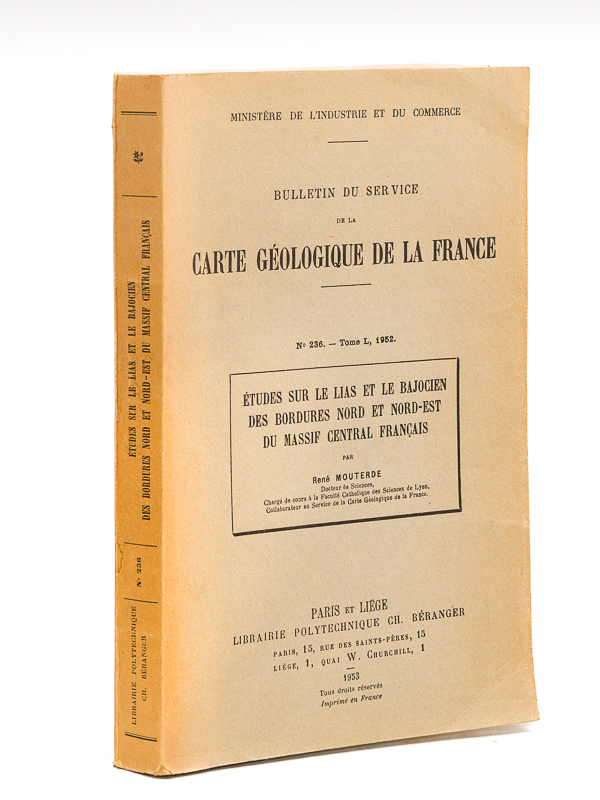 photo n°8 : Etudes sur le Lias et le Bajocien des bordures Nord et Nord-Est du Massif Central français. Bulletin du Service de la Carte Géologique de la France. N° 236 - Tome L, 1952