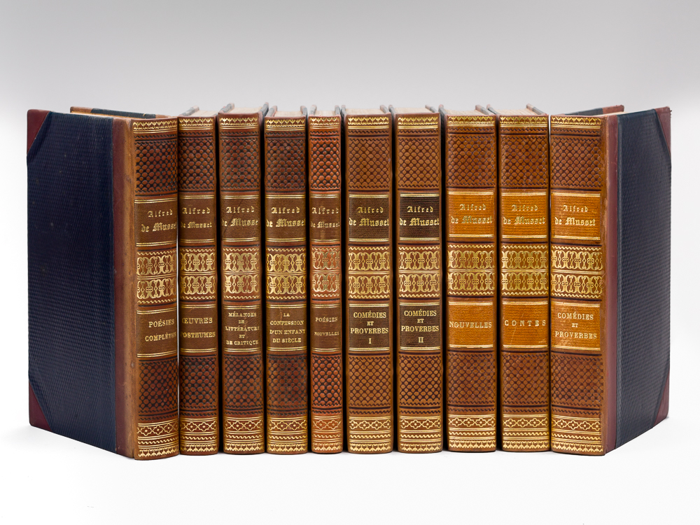 photo n°16 : [ Ensemble de 9 titres en 10 volumes : ] Comédies et proverbes [ Edition originale ] ; Contes [ Edition en partie originale ] ; Nouvelles [ Première édition in-12 ] ; Poésies Nouvelles [ Edition en partie originale ] ; La Confe