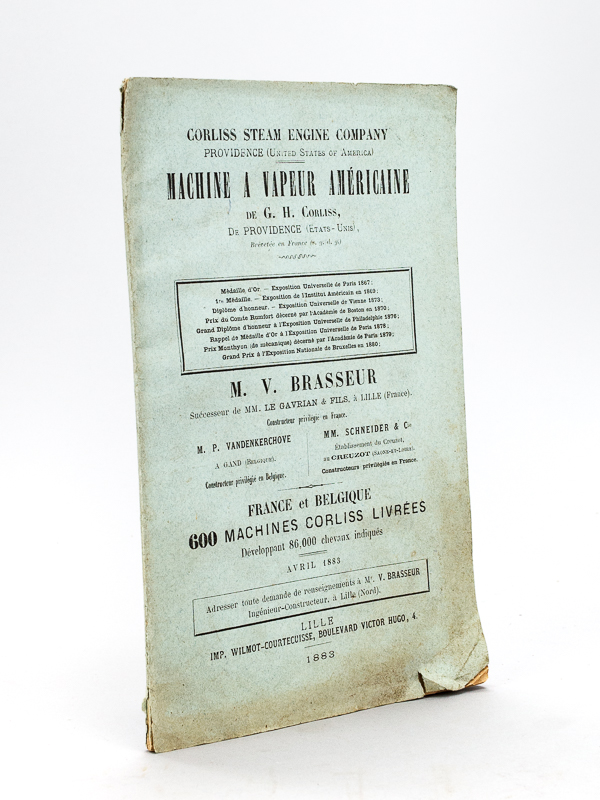 photo n°11 : Machine à Vapeur américaine de G. H. Corliss, de Providence (Etats-Unis). M. V. Brasseur, Successeur de MM. Le Gavrian & Fils, à Lille, M. P. Vandenkerchove à Gand, MM. Schneider & Cie au Creuzot (sic)