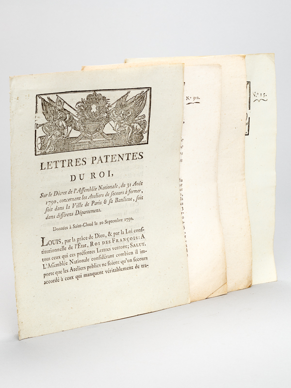 photo n°8 : [ 2 brochures révolutionnaires relatives aux Maisons et Ateliers de Secours de la Ville de Paris ] Lettres Patentes du Roi, sur le décret de l'Assemblée Nationale du 31 Août 1790, concernant les Ateliers de secours à form