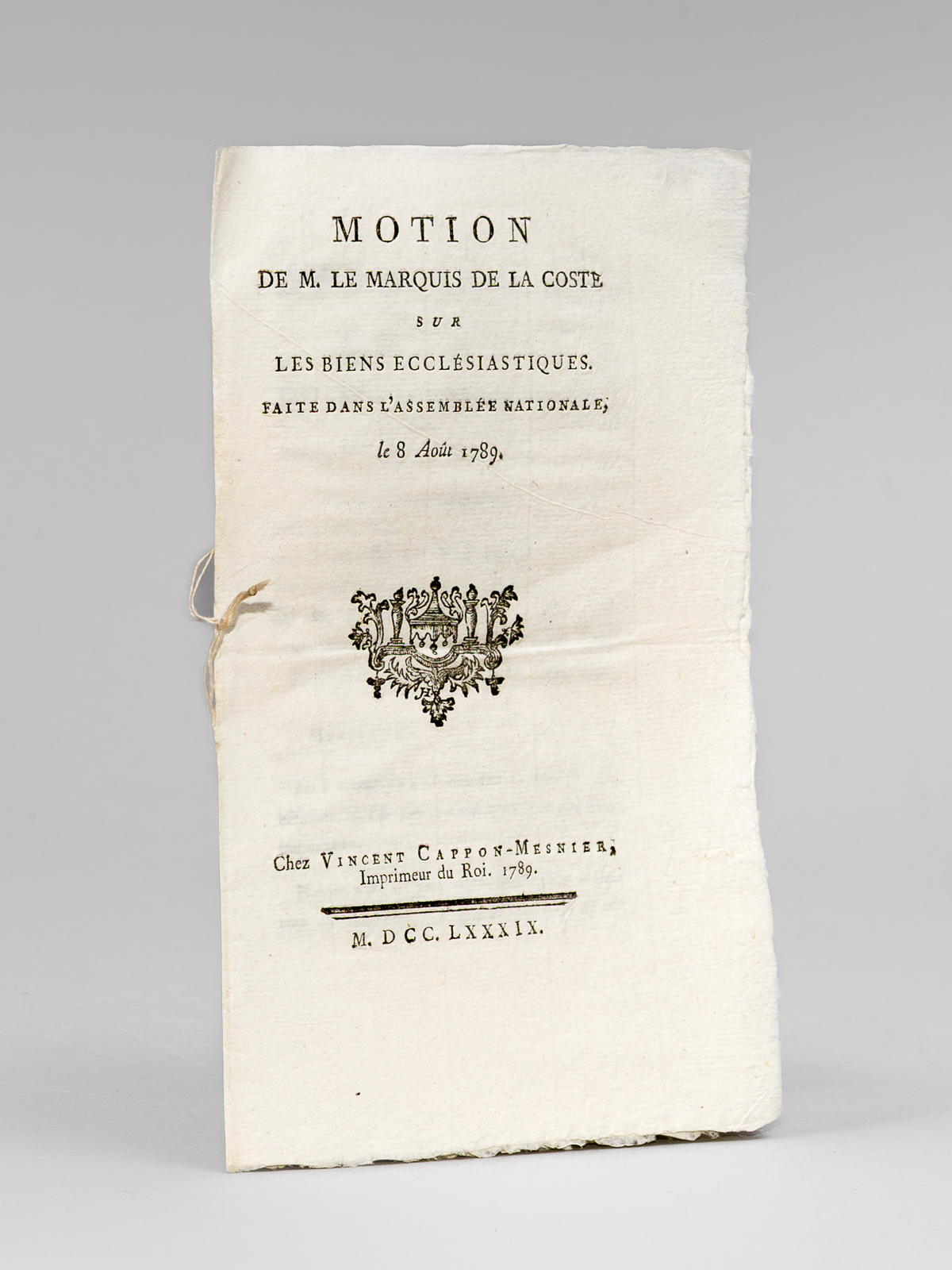 photo n°5 : Motion de M. le Marquis de la Coste, sur les Biens Ecclésiastiques. Faite dans l'Assemblée Nationale le 8 Août 1789