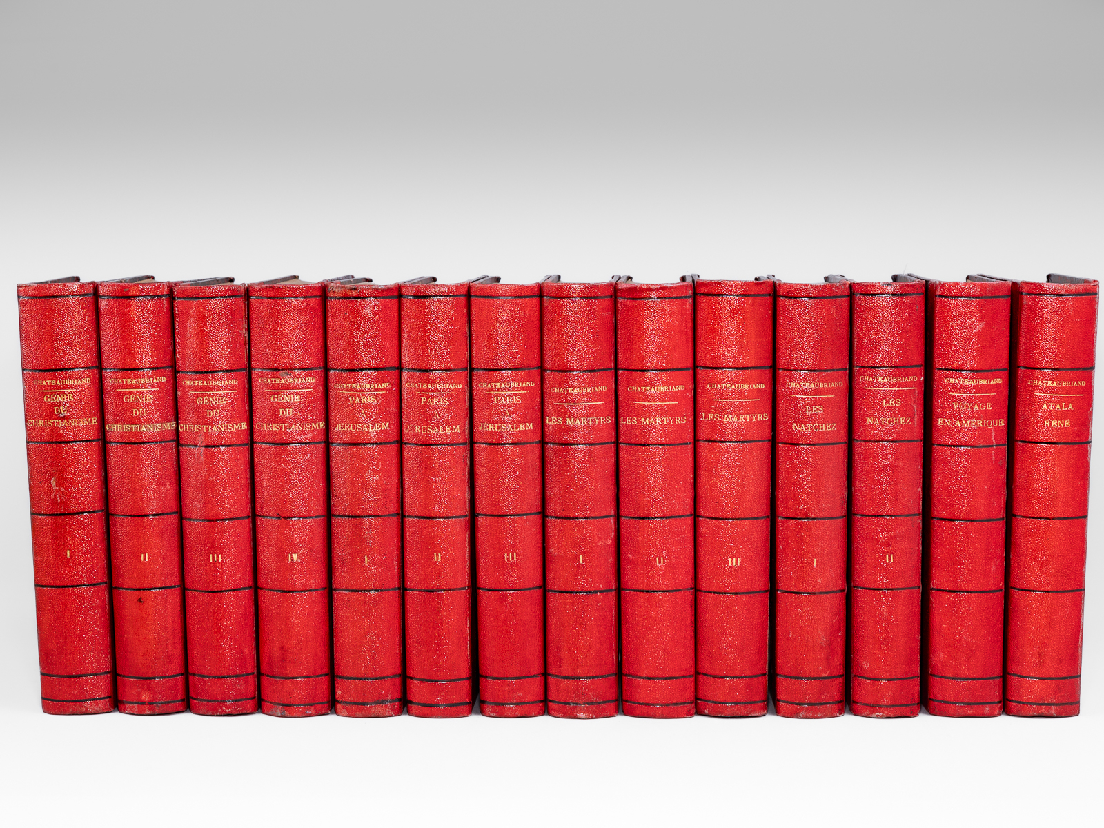 photo n°12 : Oeuvres de Chateaubriand (14 Tomes) [ Contient : ] Les Martyrs (3 Tomes) ; Le Génie du Christianisme (4 Tomes) ; Itinéraire de Paris à Jérusalem (3 Tomes) ; Les Natchez (2 Tomes) ; Voyage en Amérique ; Atala - René