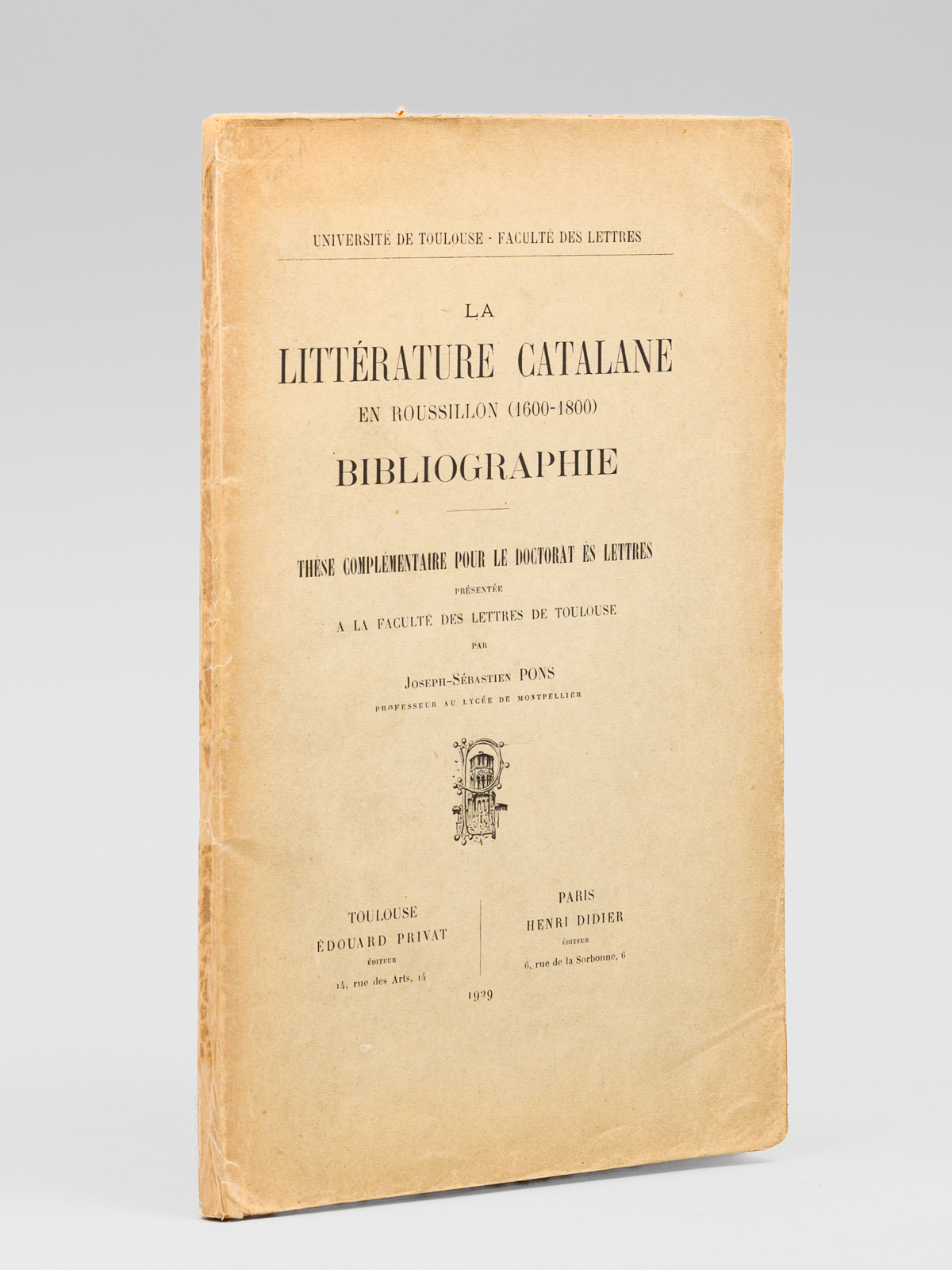 photo n&deg;10 : La litt&eacute;rature Catalane en Roussillon (1600-1800). Bibliographie [ Edition originale ]