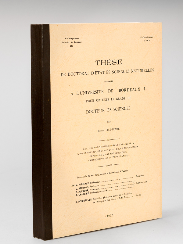 photo n°7 : Analyse morphostructurale appliquée à l'Aquitaine occidentale et au Golfe de Gascogne. Définition d'une méthodologie cartographique interprétative. Thèse de Doctorat d'Etat en Sciences naturelles présent&ea