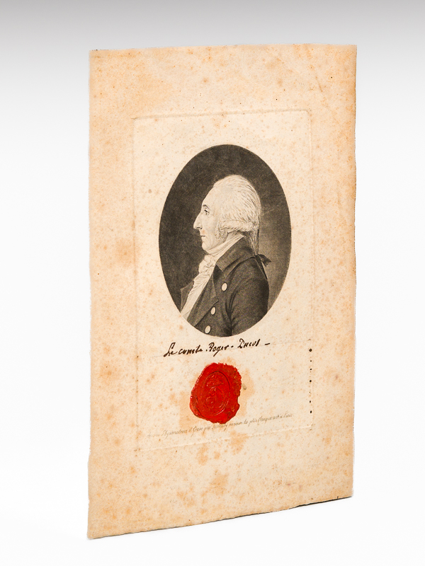 photo n°5 : Portrait du Comte Roger Ducos dessiné au Physionotrace et gravé par Quenedey [ Avec son cachet de cire et la mention 'Comte Roger Ducos' portée à la main par le fils de l'ancien Consul provisoire ]