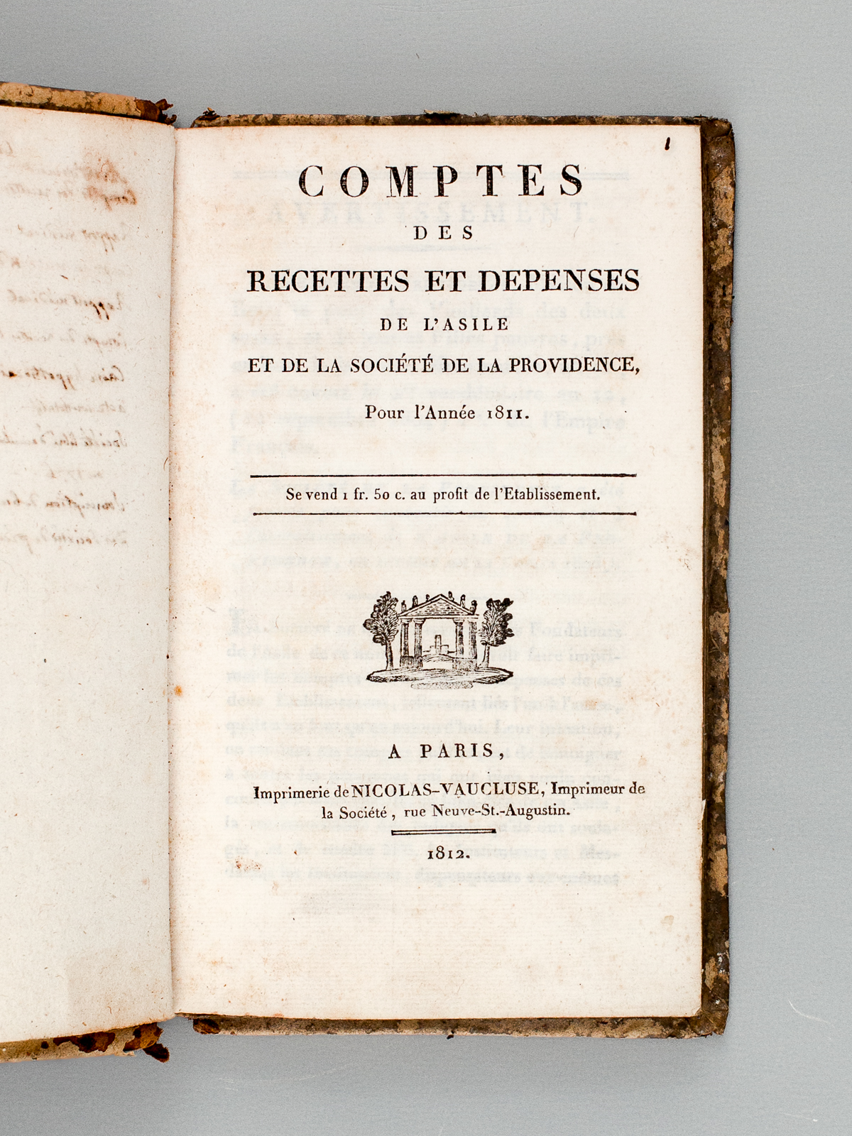 photo n°11 : [Recueil de 7 titres : ] Comptes des Recettes et Dépenses de l'Asile et de la Société de la Providence pour l'année 1811 [ Suivi de : ] Comptes des Recettes et Dépenses de l'Asile et de la Société de la Pro