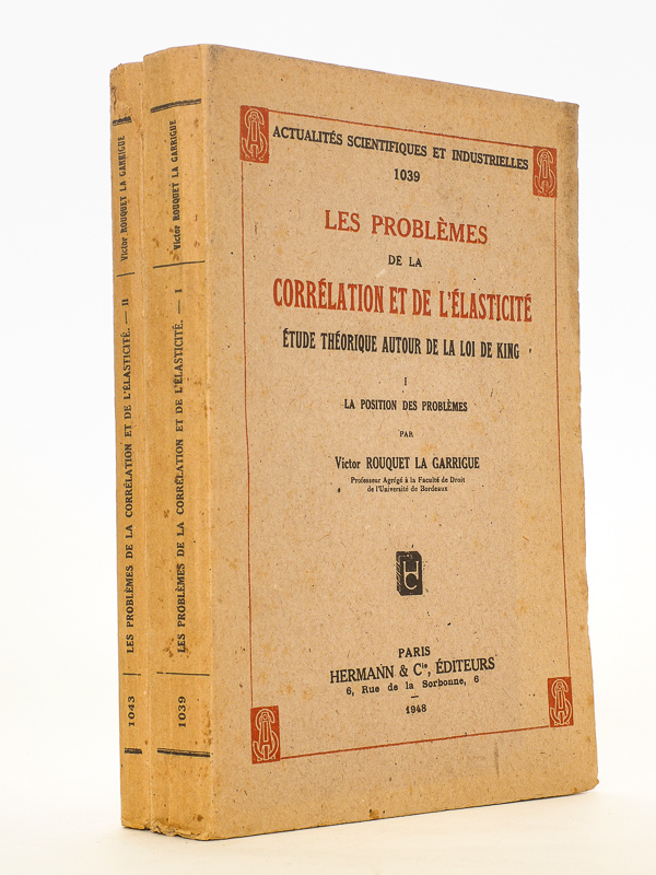 photo n°9 : Les problèmes de la corrélation et de l'élasticité, étude théorique de la loi de King (2 tomes, complet) : I.  la position des problèmes ; II. les techniques et leur utilisation.
