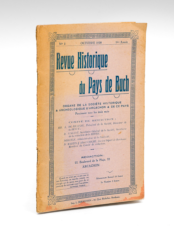 photo n°9 : Revue Historique du Pays de Buch. 1ère Année - N° 2 : octobre 1928. Organe de la Société Historique & Archéologique d'Arcachon & de ce Pays