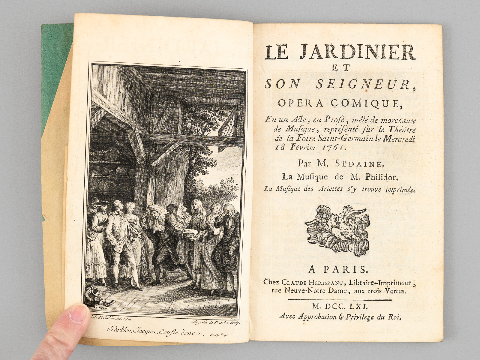 photo n°8 : Le Jardinier et son Seigneur, Opéra Comique, en un Acte, en Prose, mêlé de morceaux de Musique, représenté sur le Théâtre de la Foire Saint-Germain le Mercredi 18 Février 1761 [ Edition originale ]