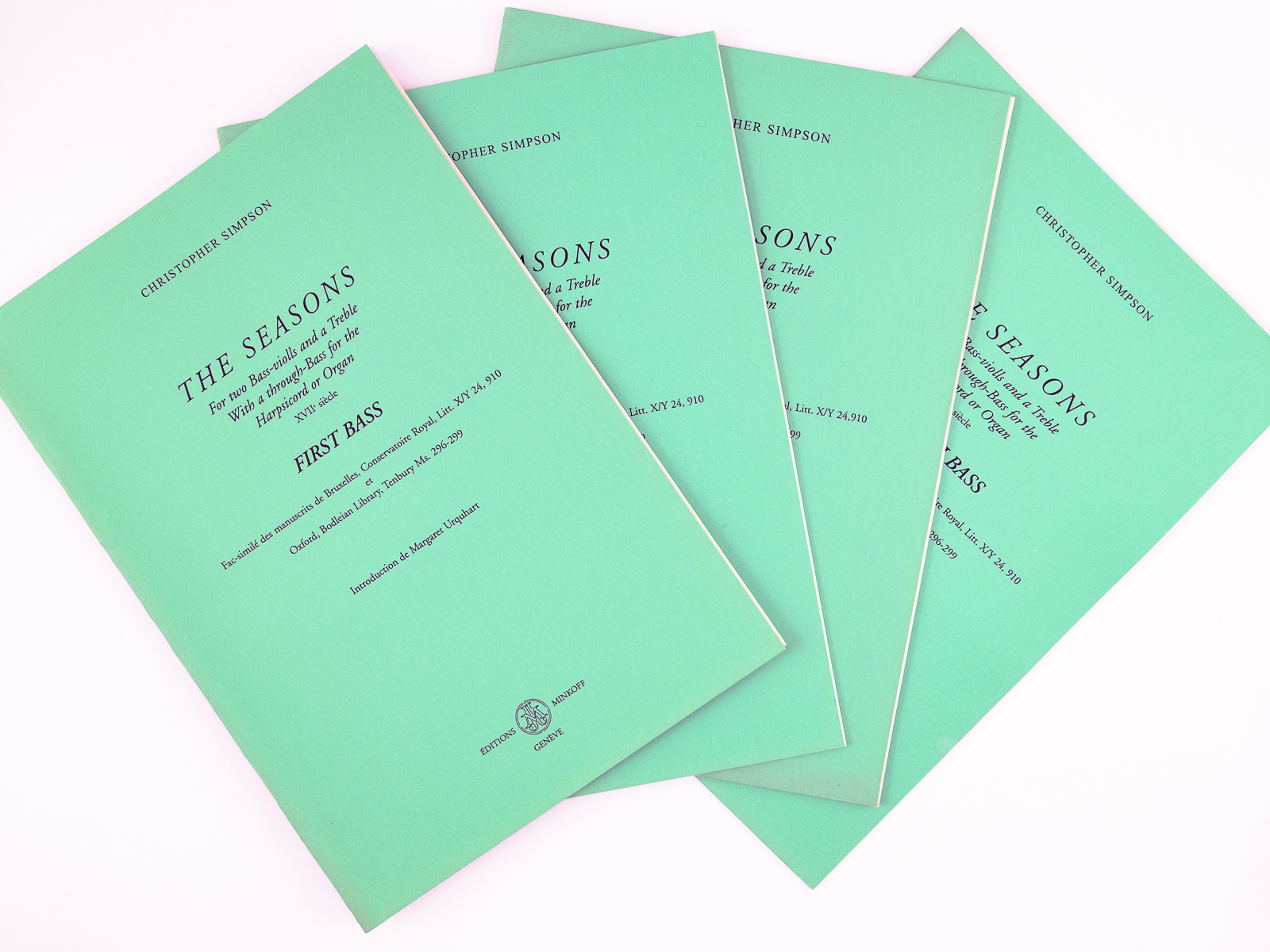 photo n°8 : The Seasons for two Bass-violls and a Treble with a through-Bass for the Harpsicord or Organ XVIIe siècle [ 18th Century -  Set of 4 books ] First Bass ; Second Bass ; Treble Part ; Through Bass - Fac-similé des manuscrits de Bruxelles, Cons