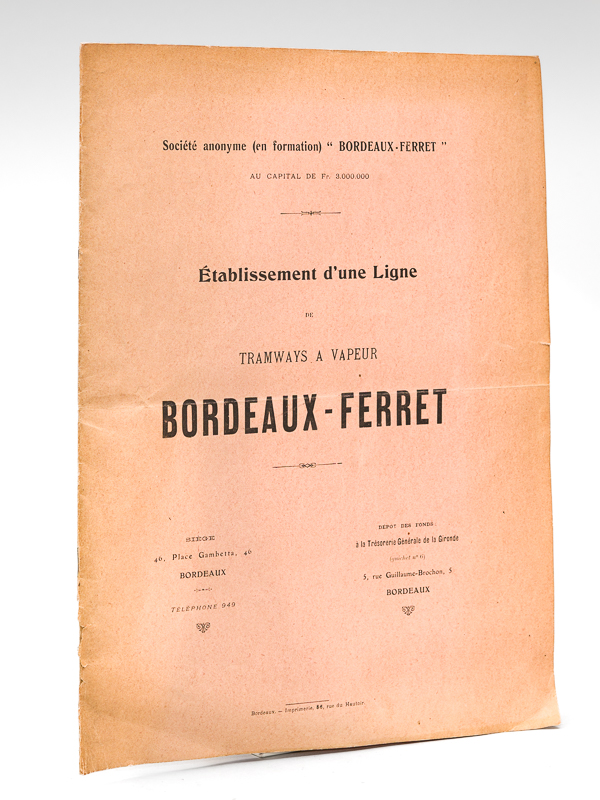 photo n°8 : Etablissement d'une ligne de tramways à vapeur Bordeaux-Ferret