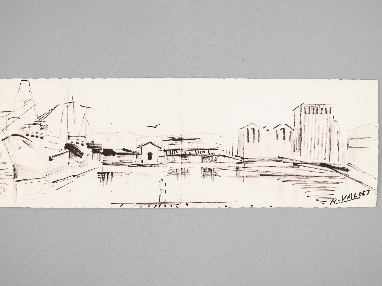 photo n&deg;7 : [ Carte de voeux manuscrite avec dessin original au feutre sign&eacute; R. Vallet ] 'R. Vallet vous pr&eacute;sente ses Voeux les meilleurs pour l'ann&eacute;e 1964'