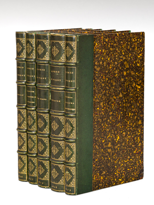 photo n°12 : [ Oeuvres - 5 Volumes ] Cinq-Mars ou une conjuration sous Louis XIII ;  Stello ; Servitude et Grandeur militaires ; Théâtre complet (Chatterton, la Maréchale d'Ancre, Quitte pour la peur, Le More de Venise, Shylock) ; Poëmes antiq