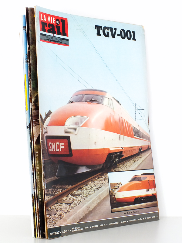 photo n°16 : La Vie du Rail [ lot de 8 numéros avec des articles ou des dossiers relatifs au TGV - Train à Grande Vitesse ] : n° 1337 TGV-001 (avril 1972) ; n° 1648 TGV, un train dans le vent (juin 1978) ; n° 1682 spécial TGV (fé