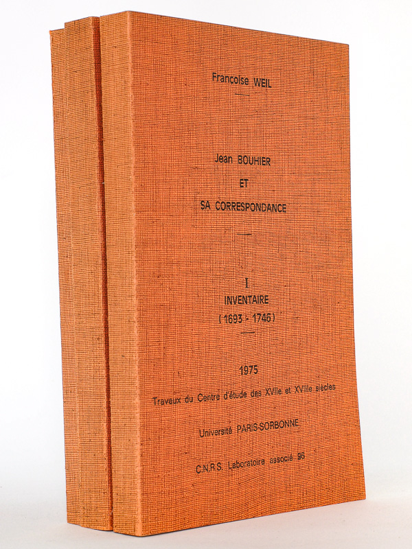 photo n°11 : Jean Bouhier et sa correspondance ( 3 tomes, complet ) : I. Inventaire (1693-1746) ; II. Inex Operum ; III. Index Nominum