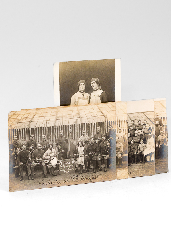 photo n°9 : Lot de 5 cartes postales annotées : Prisonniers tchèques [ Souvenir des prisonniers tchèques St Pierre des Corps le 8 janvier 1918 ] - Cercle de théâtre des P. G. Tchèques - Orchestre des P. G. Tchèques - Vo