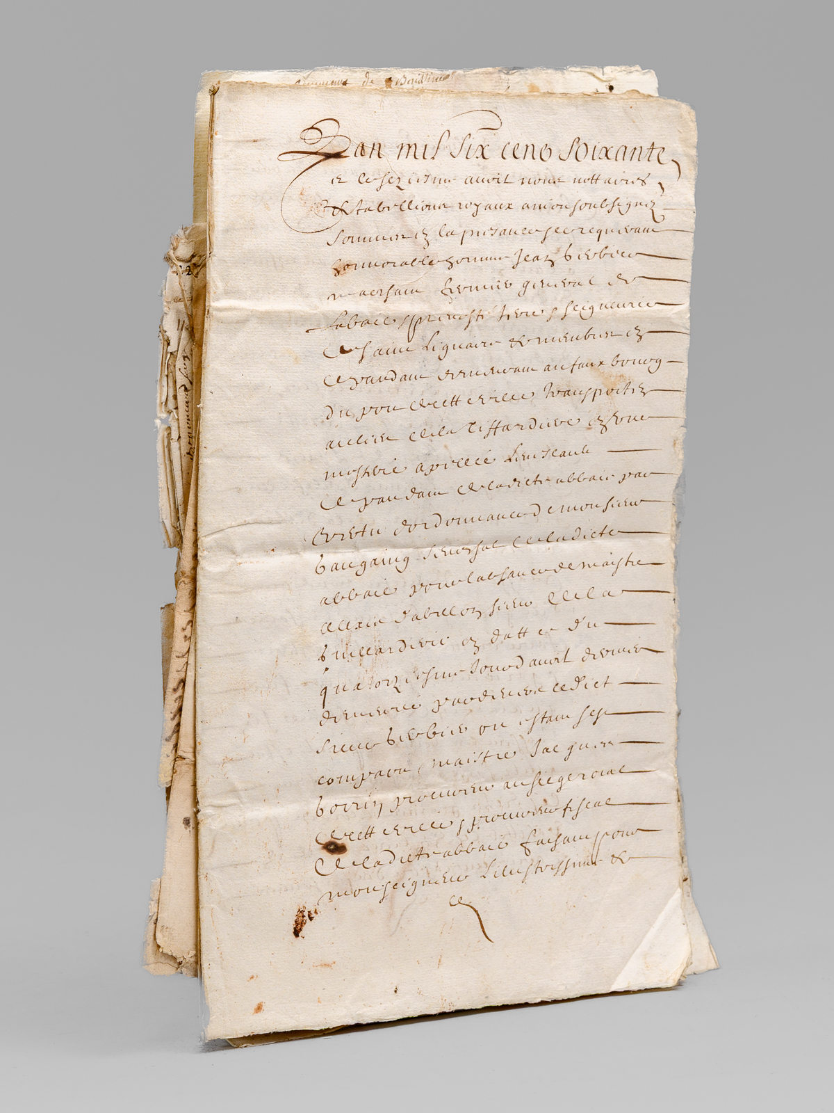 photo n&deg;14 : Lot d'archives priv&eacute;es du XVIIe et XVIIIe si&egrave;cles relatives &agrave; l'Abbaye de Saint-Liguaire, La Tiffardi&egrave;re, Magn&eacute;, dans la chastellenie de Niort [ 10 documents ]