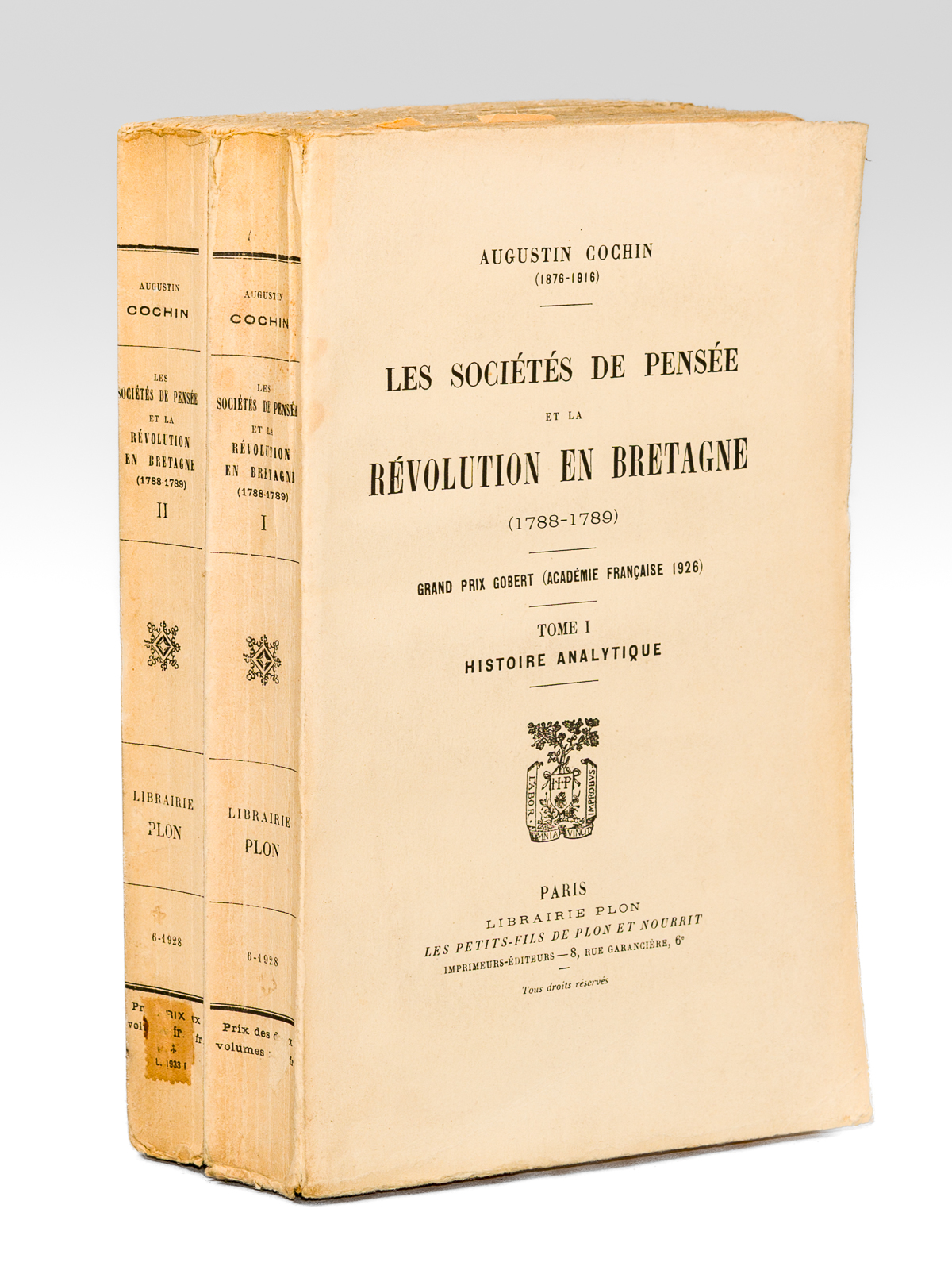 photo n°9 : Les sociétés de pensée et la Révolution en Bretagne (1788-1789) ( 2 tomes, complet ). Tome I Histoire analytique ; Tome II Synthèse et justification