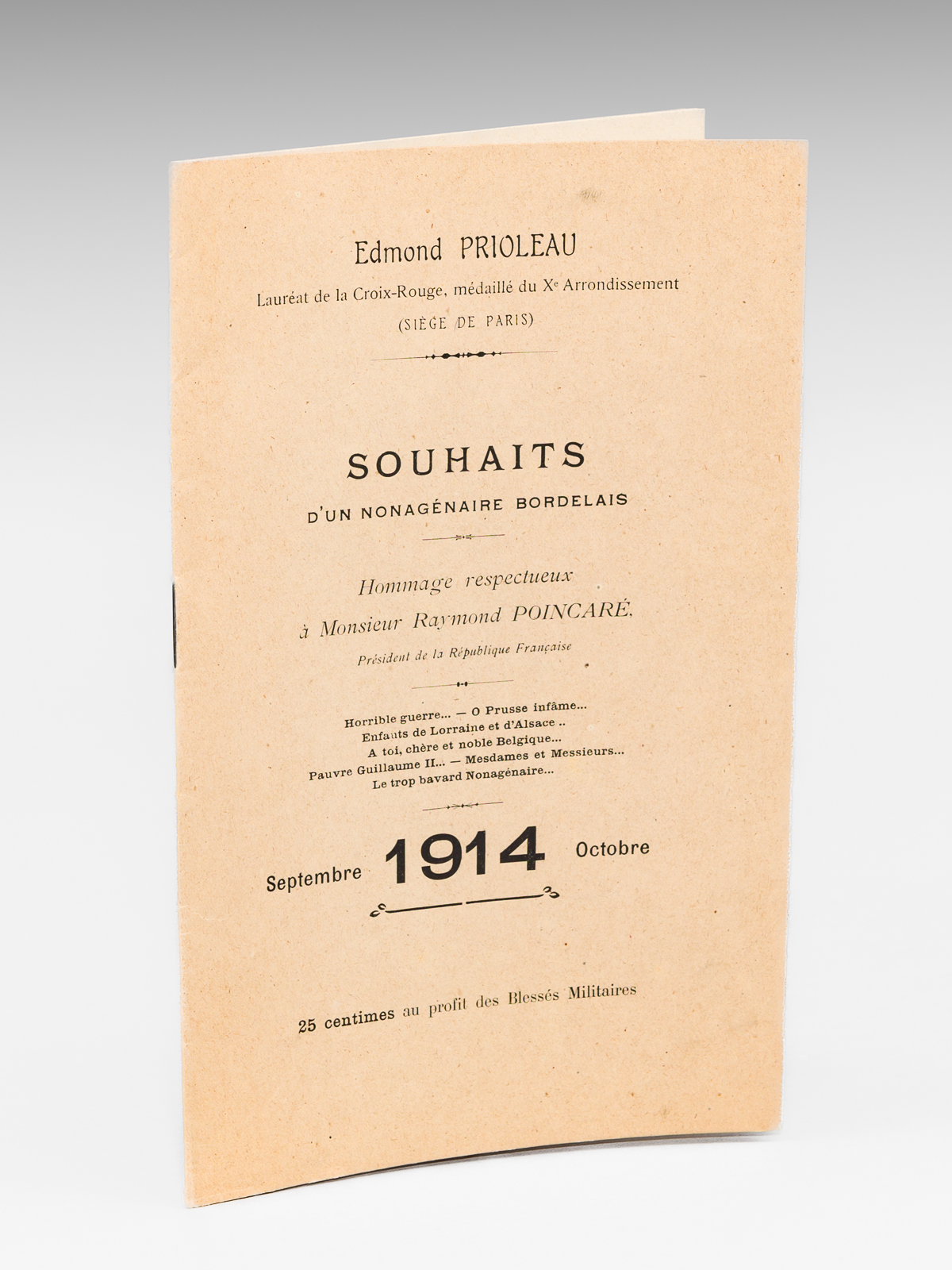 photo n°8 : Souhaits d'un Nonagénaire Bordelais. Septembre Octobre 1914